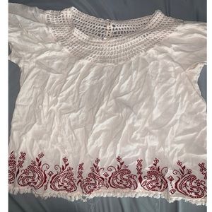Xhilaration White w/ Red Details Blouse